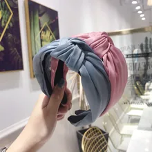 Diademas Bohemias de Color liso para mujer, Top de satén anudado, diadema ancha, tocado elegante, accesorios para el cabello, Aro para el cabello rojo, rosa, amarillo (2)