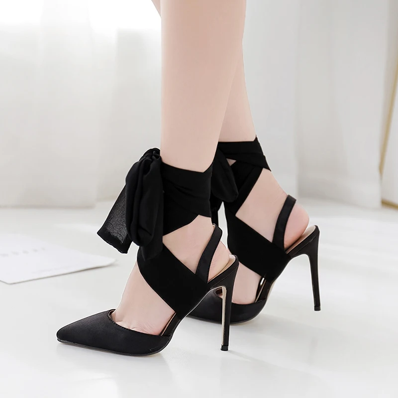 Женская обувь шелковые шарфы различные методы переплетения острый носок тонкий