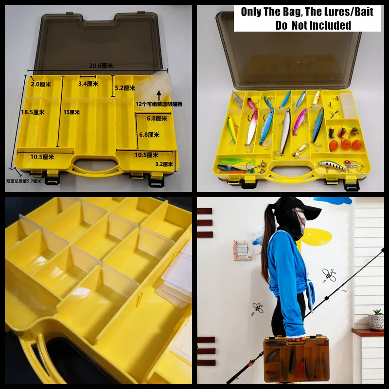 

Double Sided Fishing Tackle Box Fishing Bait Minnow Hook Storage Plastic Lure Box 24 Compartments Fishing Gear Tool Equipment