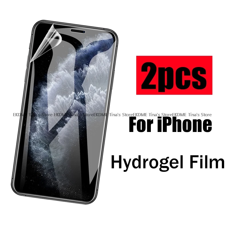 2 шт. защитная Гидрогелевая пленка для iPhone 7 8 SE 2020 6 6S Plus мягкая 11 Pro Max X Xs Xr не