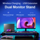 Подставка для двух мониторов, металлическая, с беспроводной зарядкой, usb-хаб портов