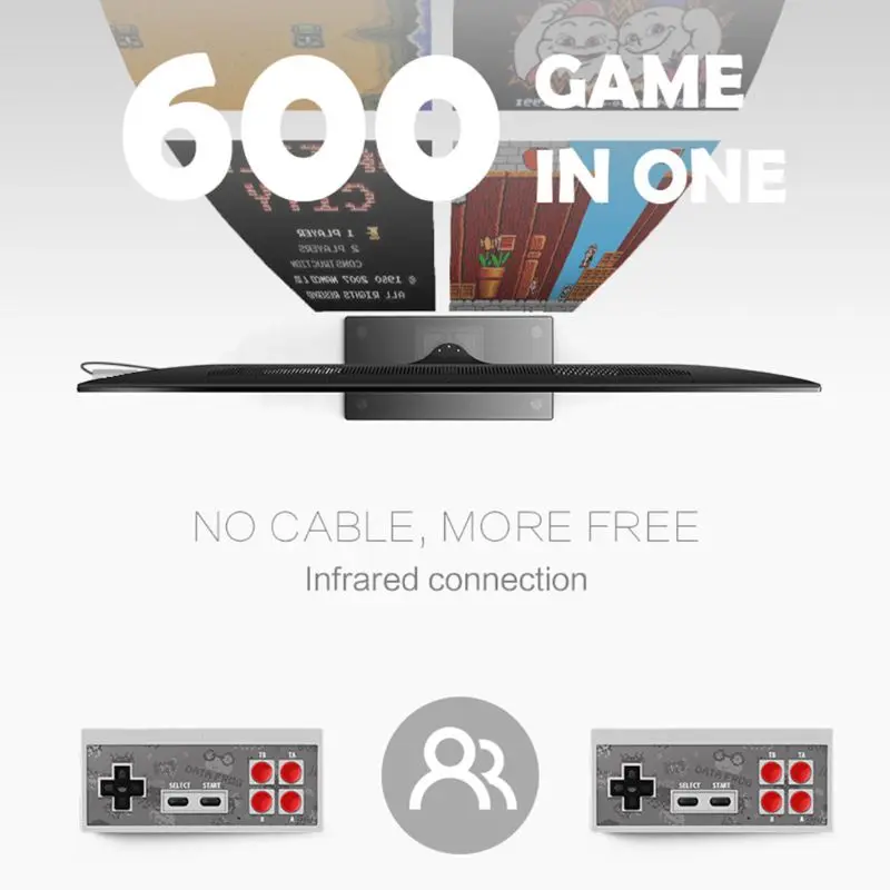 Игровая консоль USB Беспроводная портативная ТВ видео со встроенными 600