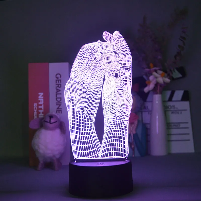 

APP Control 3D Abstract Hands Night Lamp 16 Colors Touch Sensor Table Light For Teenager Bedroom Decor Friends Birthday Gift
