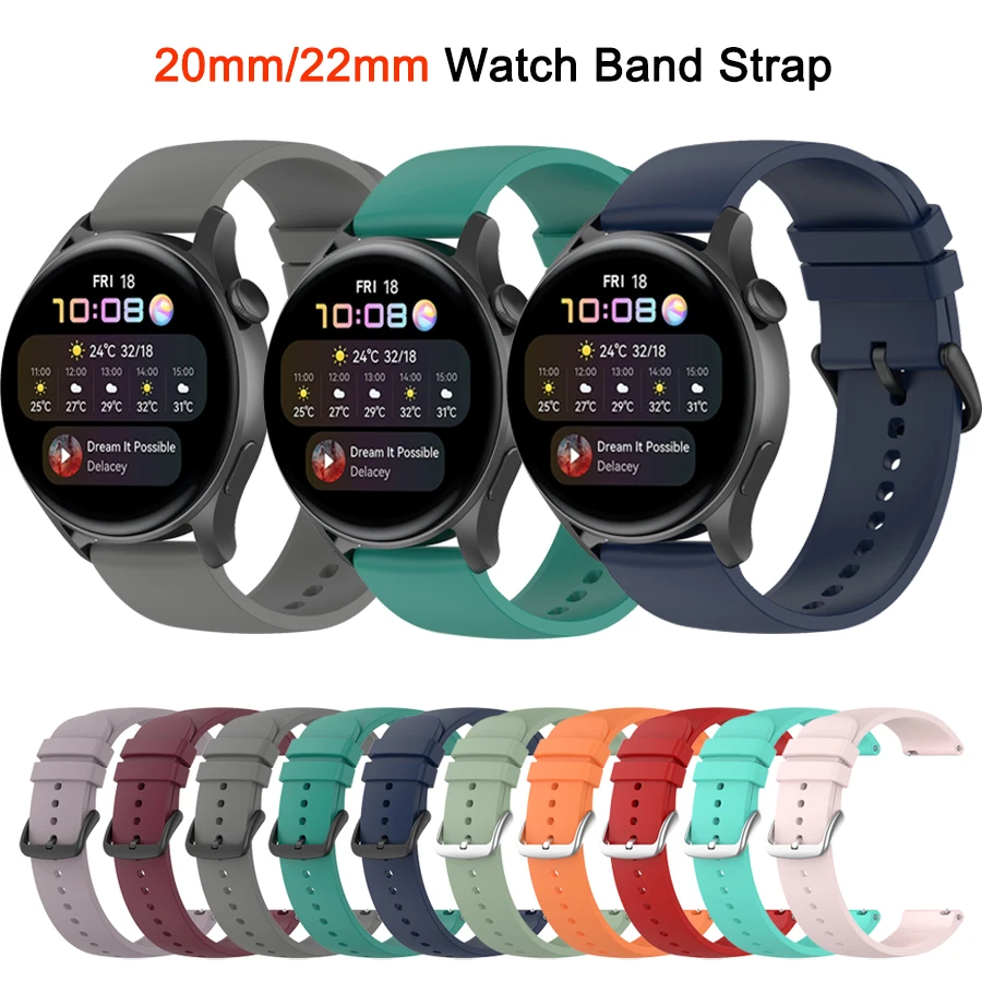 

Универсальный мягкий силиконовый спортивный ремешок 20/22 мм для Xiaomi LS05, ремешок для HUAWEI WATCH GT 2, ремешок для наручных часов Garmin Forerunner245