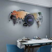 world map large digital led wall clock electronic modern design watch calendar thermometer home decoration for living room decor