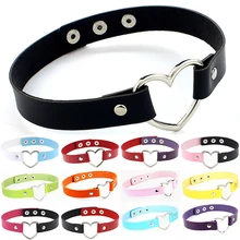 Fashion PU Leather Heart Choker Necklace Women Chocker Necklaces Punk Statement Jewelry Collier Wedding Bride Jewelry Gift