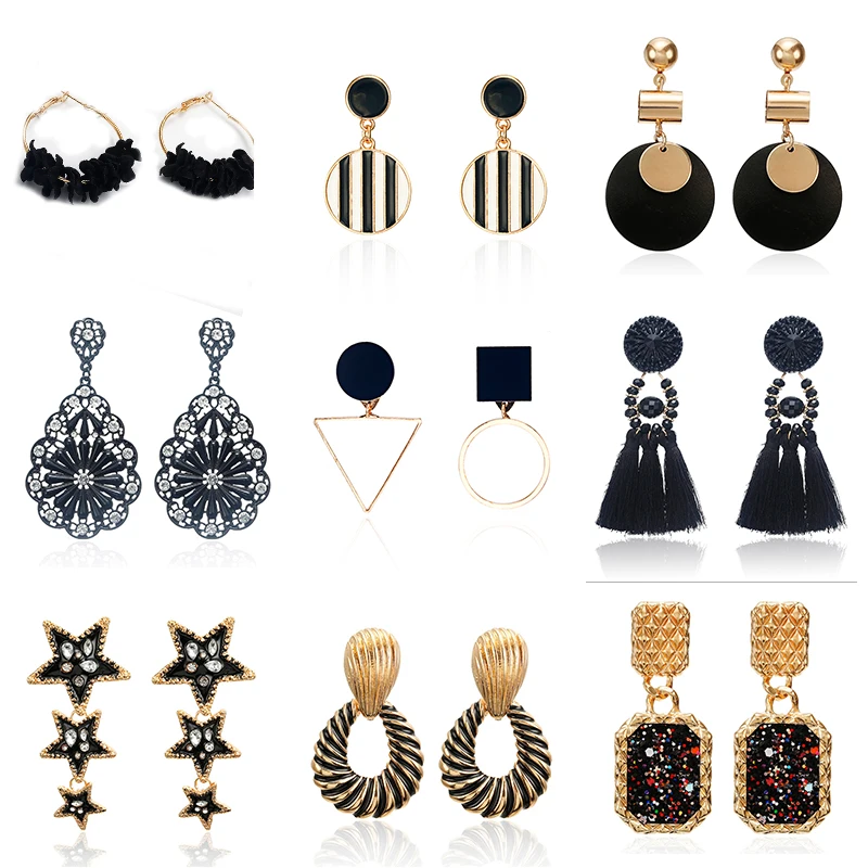 Женские винтажные серьги 2020 новые модные черные бесплатная доставка индийские
