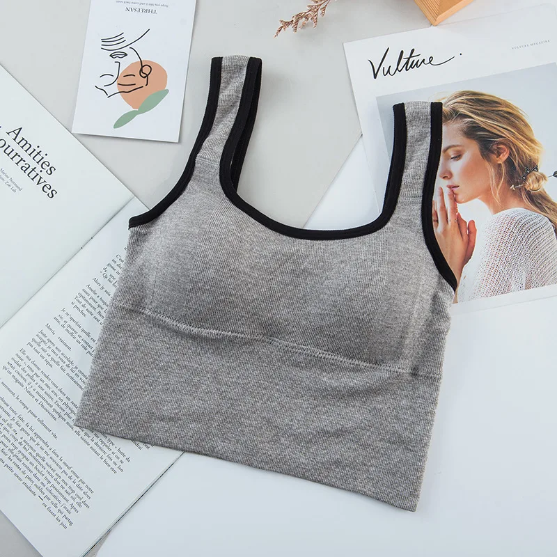 

One-Piece Seamless Female Wireless Bra Padded Breathable Basic Top Solid Crop Top Soft Lingerie