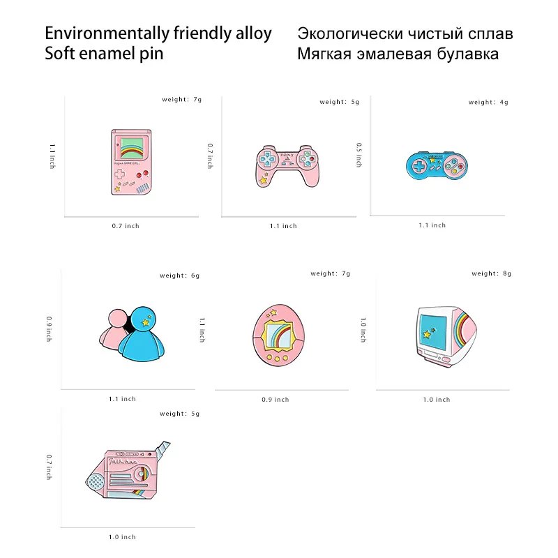 FIMAODZ Cartoon Game Console Brooch Creative Pink Cute Gamepad TV Makeup Mirror Enamel Pins Jewelry For Men Girls Party Gift | Украшения и