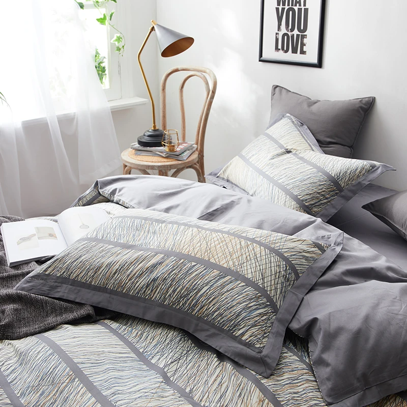 Комплект простых пододеяльников в полоску 4 шт. простыни из 100% египетского хлопка