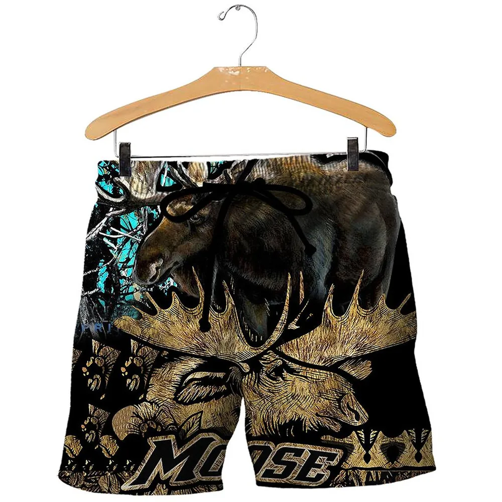 Модные мужские шорты Стрейчевые брюки с 3d принтом охотничьего оленя и рыцаря
