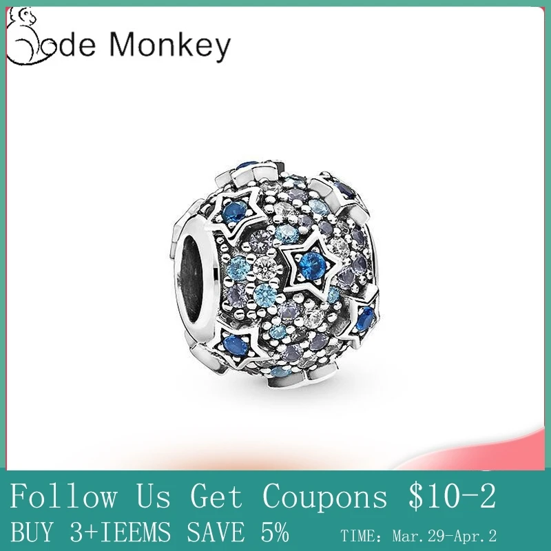 CodeMonkey Clear CZ Blue Star Relief Fit оригинальный 3 мм браслет и Висячие Серьги Горячая