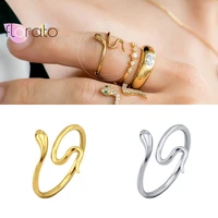 plated 24k gold925 silver bohemian snake ring for women artistic design opening resizable female statement ring fashion jewelry