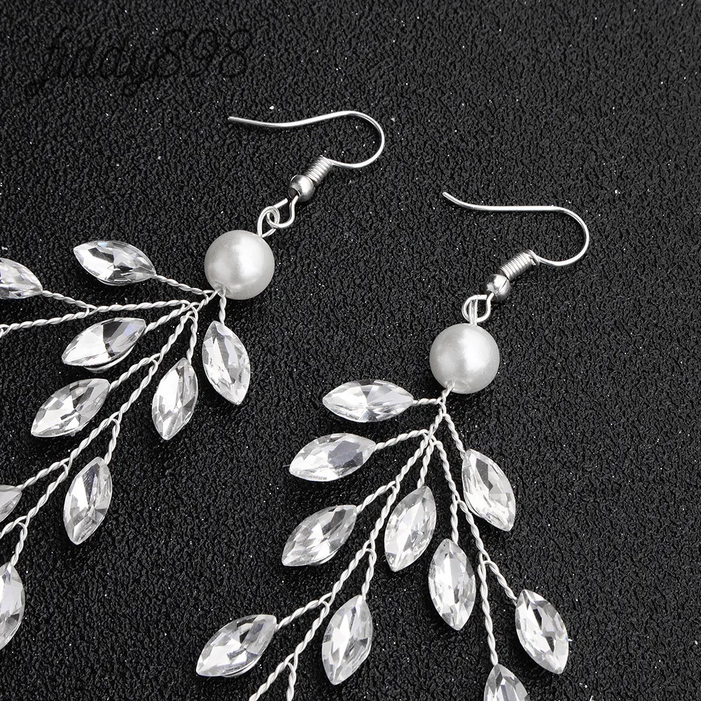 Простой стиль стразы висячие серьги модное ювелирное изделие для невесты женщин