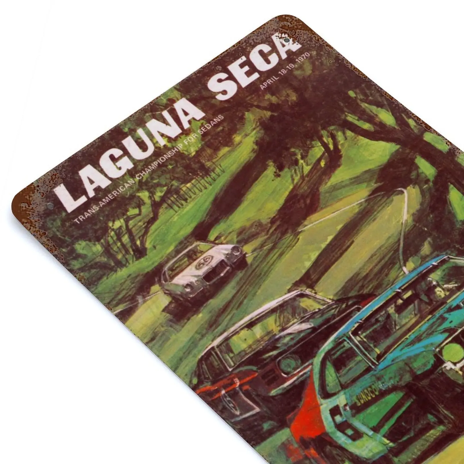 

Laguna Seca Trans American Sedans Championship April 1970 Printed Vintage Metal Poster Home Wall Decoration Plaque Decor