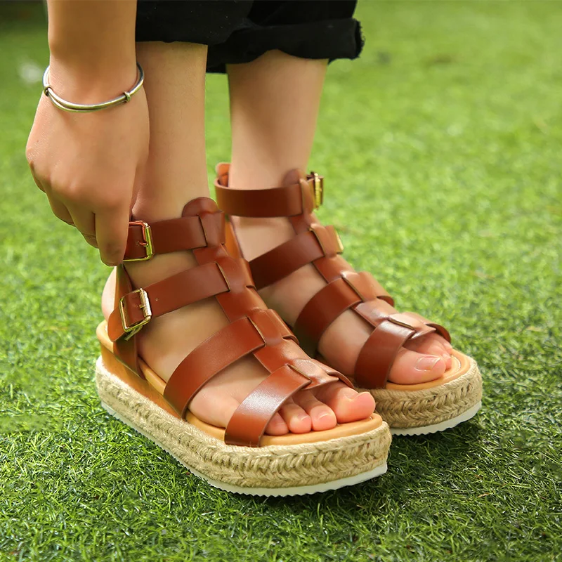 

Women Platform Sandals Sexy Open Toe Beach Sandales Rome Shoes Woman Flat Sandals High Heel Buckle Summer Sandales Ladies Shoes