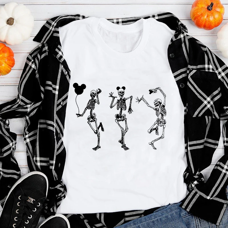 

Футболка для Хэллоуина, скелет, танцы, жуткий сезон, праздничный подарок, забавная женская футболка с черепом, готический Топ