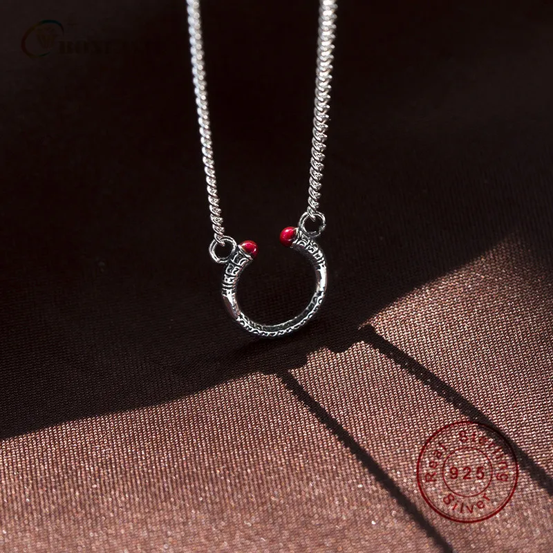 

BONLAVIE S925 изящное серебряное подковы u-образное ожерелье изысканное креативное красное колье Весна и лето новые продукты крутые