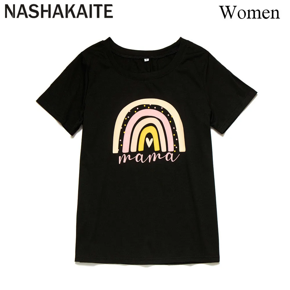 NASHAKAITE/Одинаковая одежда для мамы и дочки семейная футболка с надписью mini принтом