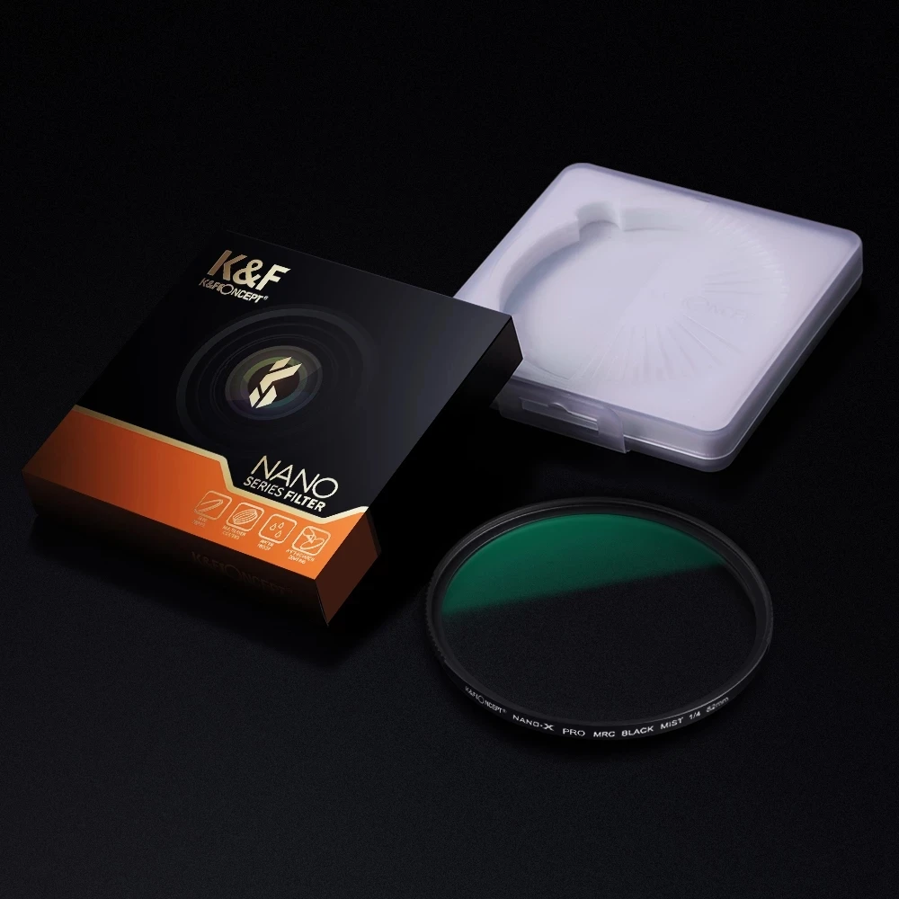K&ampF Concept Black Mist 1/4 1/8 Lens Filter Special Effects Scratch Resistant Green Coated 49mm 52mm 58mm 62mm 67mm 77mm 82mm |