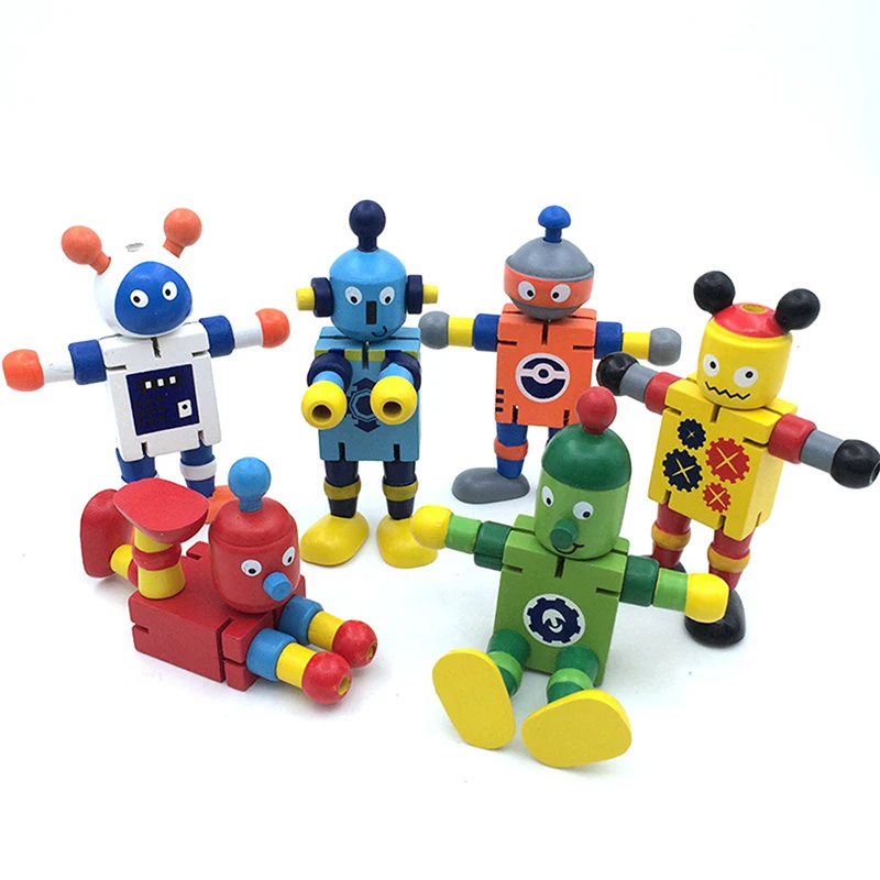 

Novelty Wooden Robot Toy Learning Transformation Colorful Wooden toy for kid Present Joint Moved Deformation Robot Toys