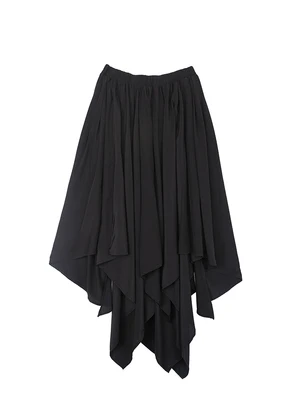 Самодельные Ямамото стиль нерегулярные Асимметричный черное платье средней