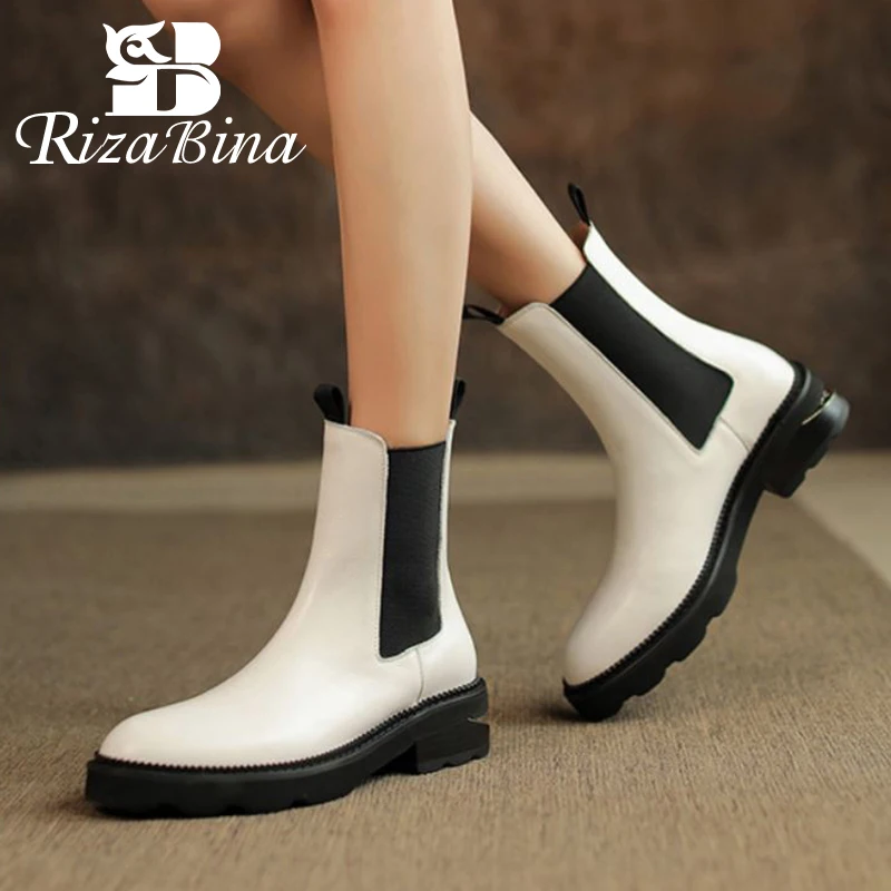 

RIZABINA/обувь из натуральной кожи; Женские ботильоны; Разноцветные полусапожки на низком каблуке; Уличная женская зимняя обувь; Размеры 34-43