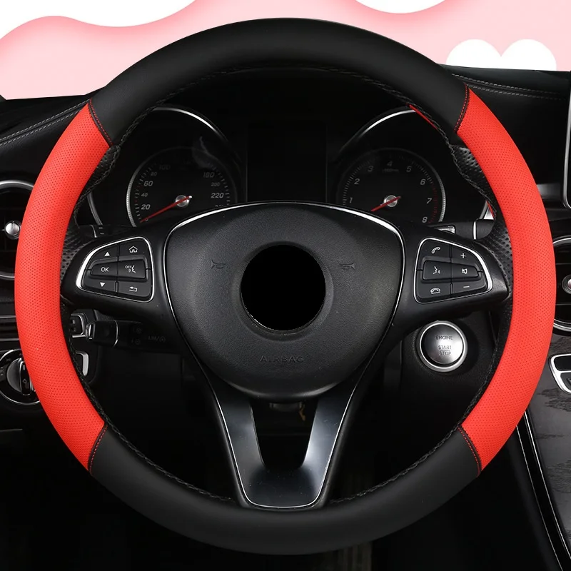 15 дюймов Женская девушка леди автомобиль рулевое колесо крышка волокна кожа