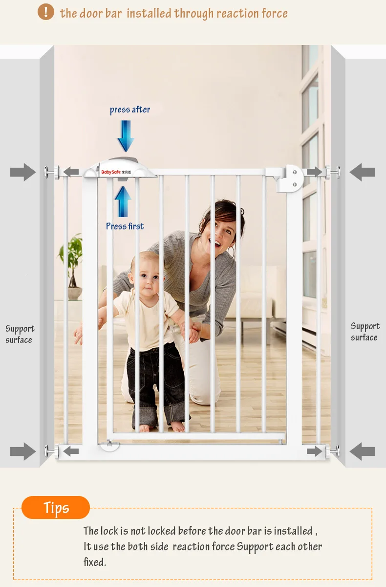 Babysafe металлические железные ворота детские ворота безопасности pet изоляционный забор 75-82 см ширина мульти-размер ворота