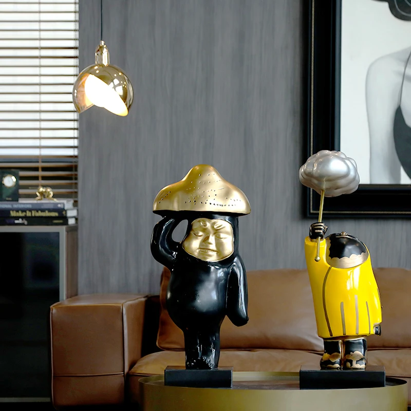 

Большой размер Абстрактная фигура держать серебряное облако в руке статуя современного искусства персонажа гостиной домашнего интерьера ...