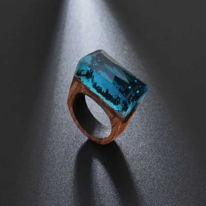 K3ND кольцо ручной работы из дерева и смолы с тайным пейзажем леса внутри ювелирные