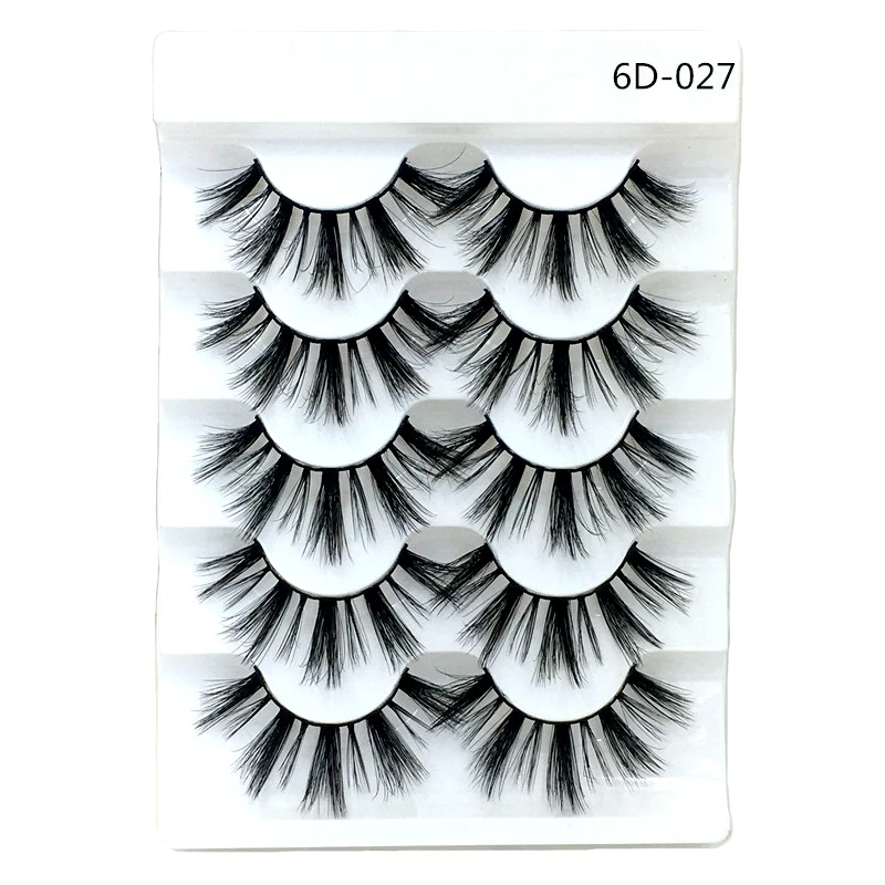 5pairs 6D027 Новые 13 видов стилей 1/3/5/6 пар норки волос накладные ресницы Природный/толстый длинный ресницы тонкими макияж Красота Инструменты выдвижения Wimpers - Цвет: 5pairs 6D027