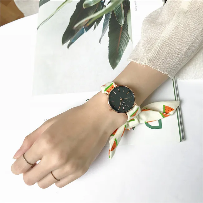 Клетчатые и Арбузные повязки женские модные повседневные часы Ulzzang брендовые дизайнерские Элегантные Женские Простые кварцевые наручные часы