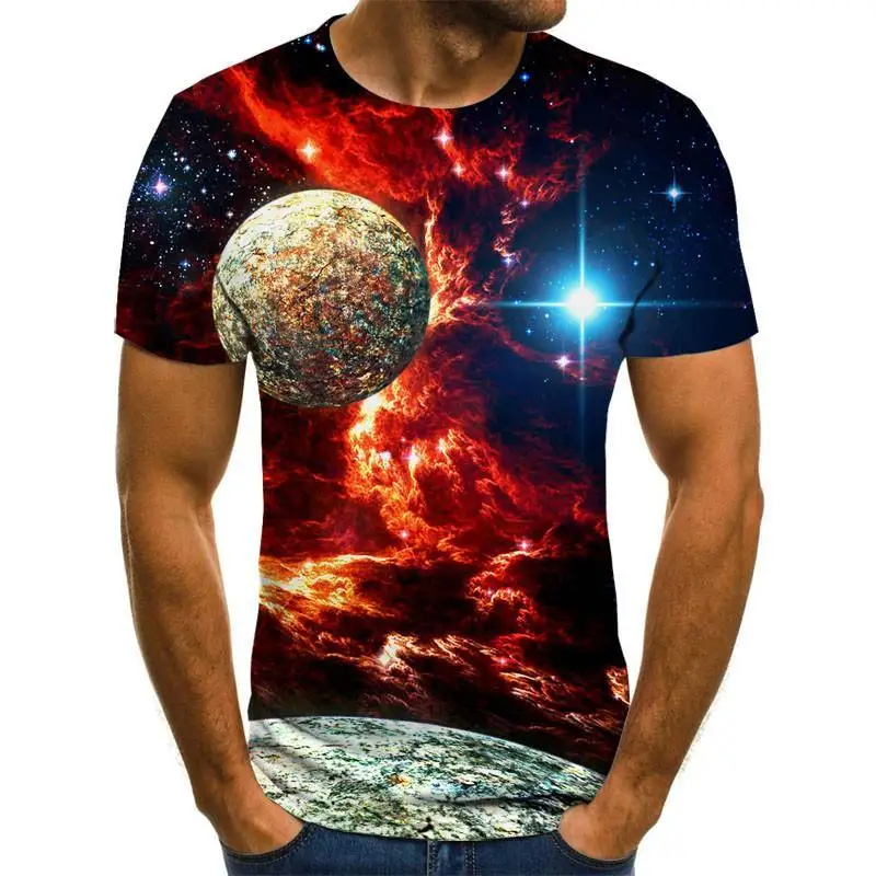 

2020 starry sky 3D printed T-shirt men's summer casual men's T-shirt fun T-shirt streetwear men's and women's tops