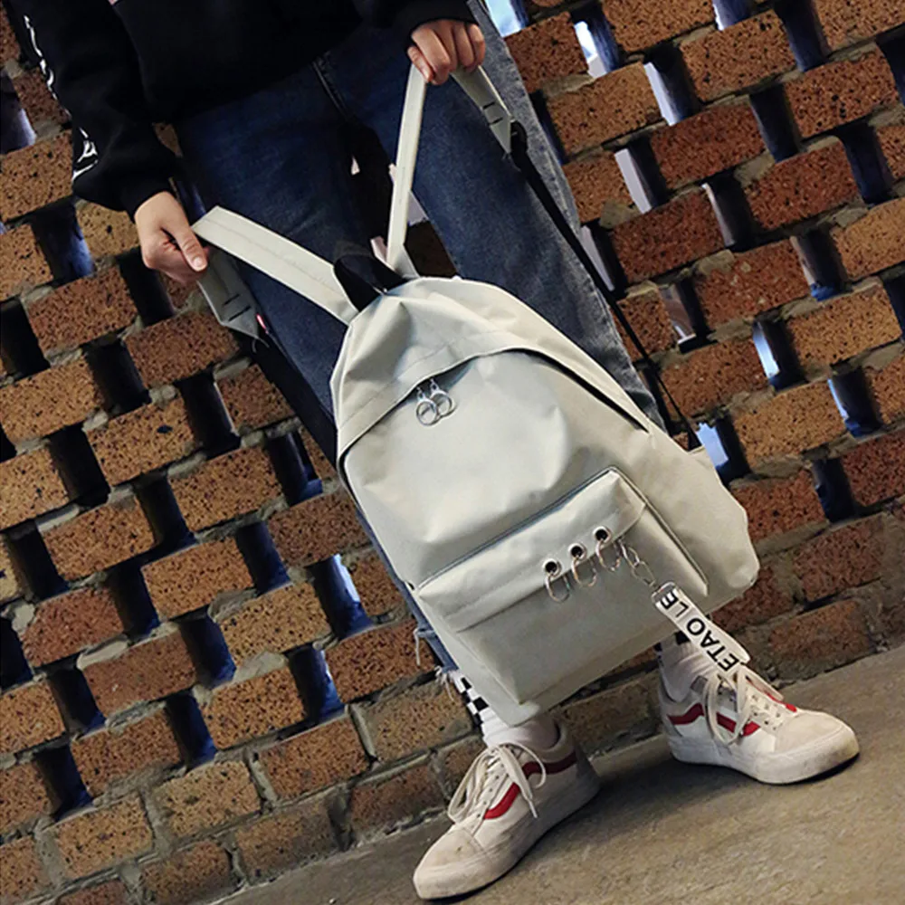 

Woman Backpack Fashion Ring Decoration Shoulder Bag Bookbags Satchel Travel Backpack