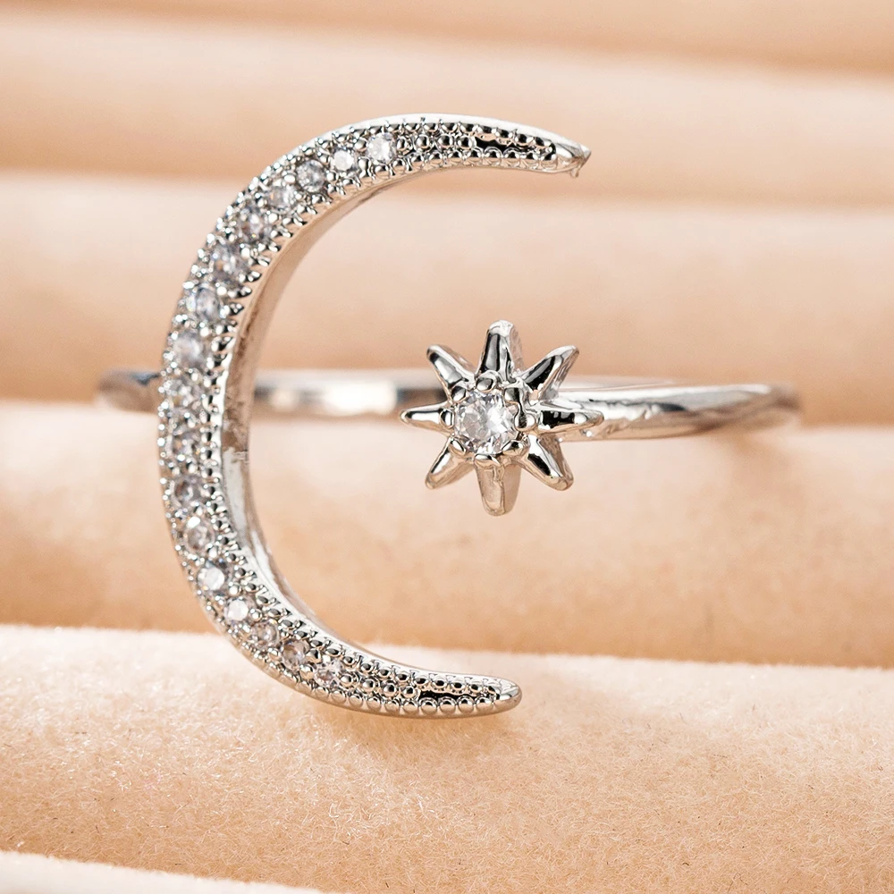 Регулируемый с украшением в виде кристаллов Свадебные Кольца для женщин из