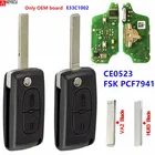 Ключ дистанционного управления KEYECU с 2 кнопками, 433 МГц, FSK PCF7941 CE0523 FCC: E33C1002 для PEUGEOT 207 307 308 407, для CITROEN C2 C3 C4 C5 C6