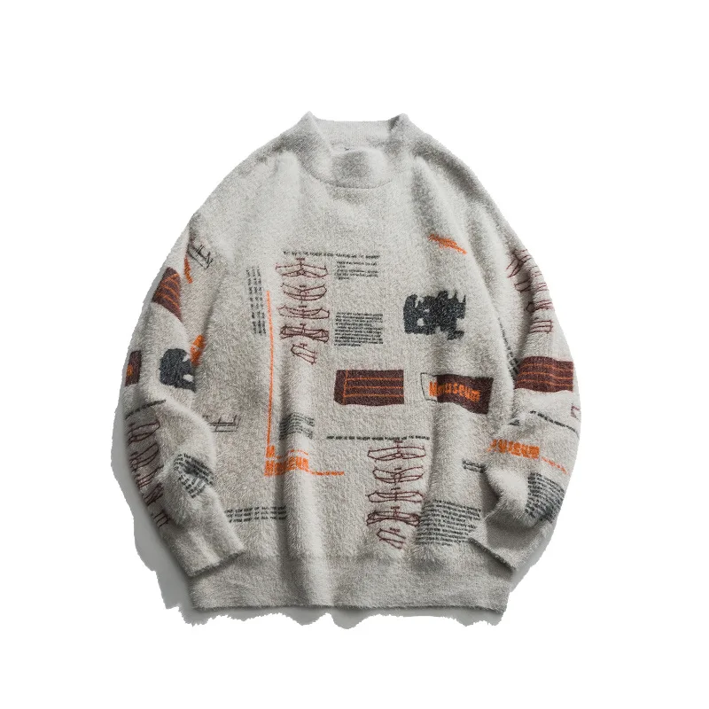 UNCLEDONJM Autumn Winter Harajuku Printed Sweater Casual Long Women Fashion Loose Fit Boy friend Pullovers Sweaters |