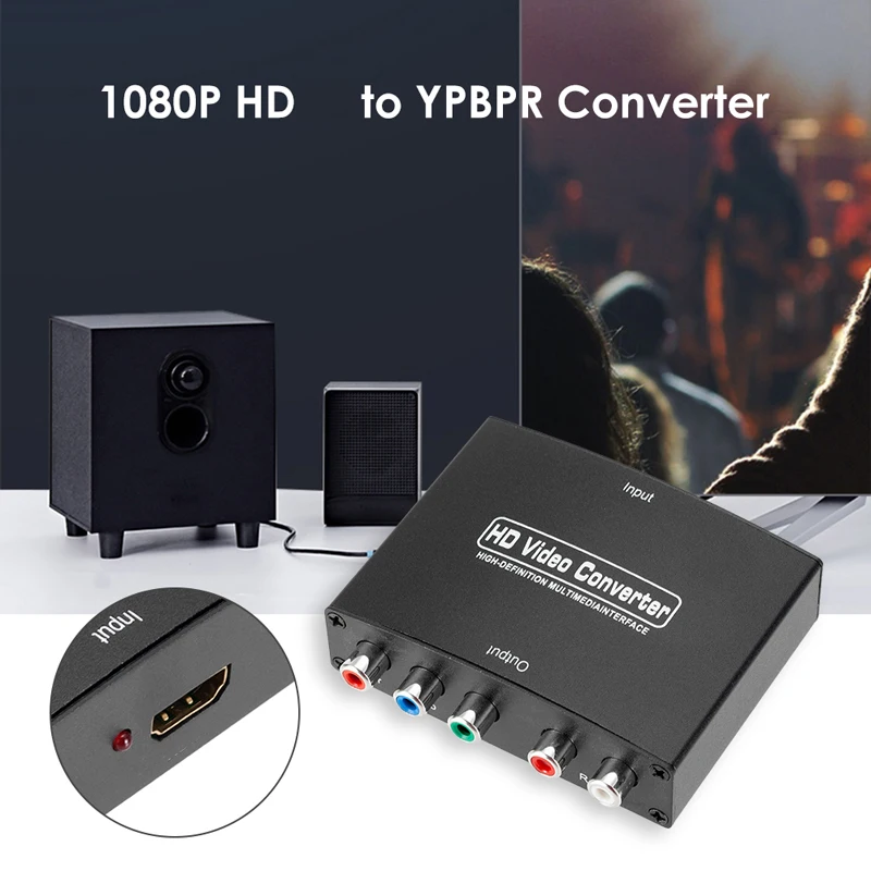 Для ТВ ПК DVD HDMI-совместим с 5 RCA компонентами YPbPr видео конвертер 1080P HD YPBPR компонент