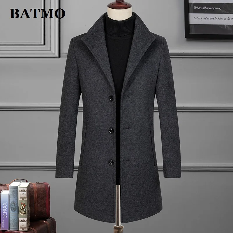 Мужской шерстяной тренчкот BATMO повседневный большого размера на осень и зиму M802