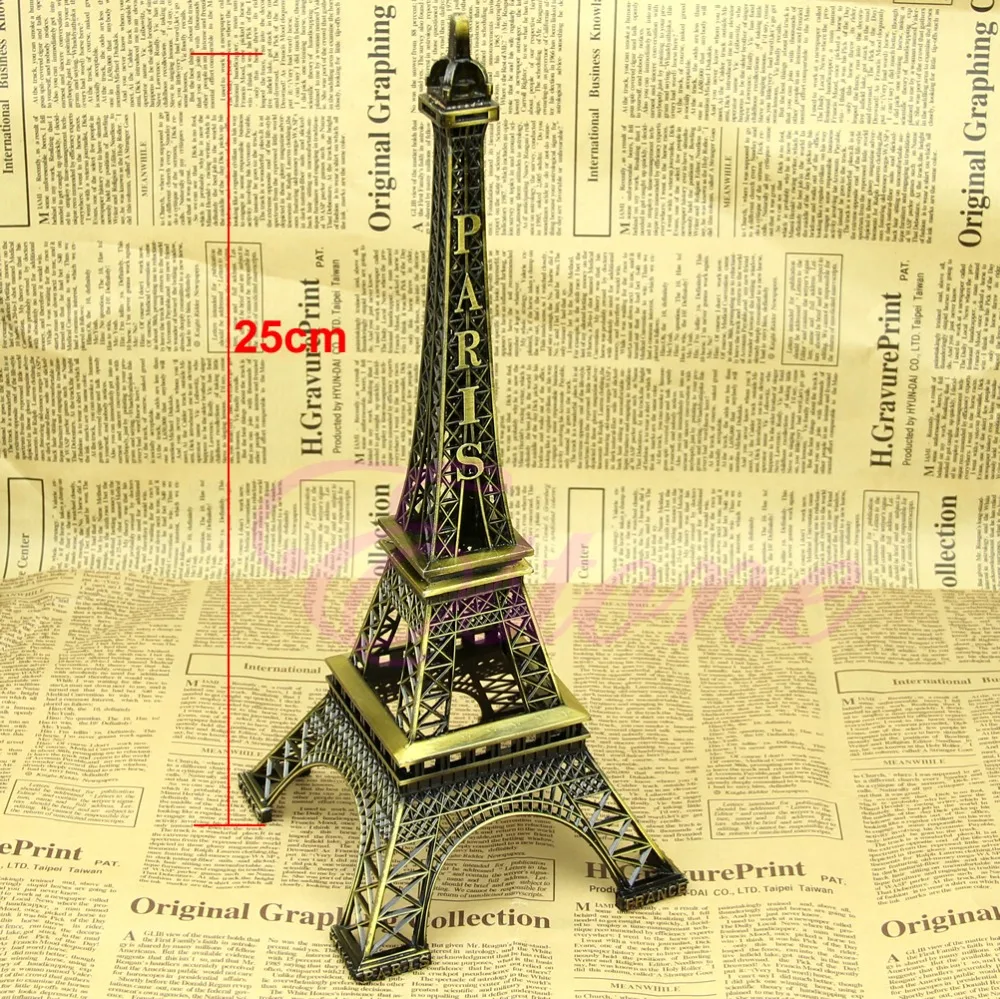 

25 см Бронзовая статуэтка Эйфелевой башни Парижа винтажная модель из сплава
