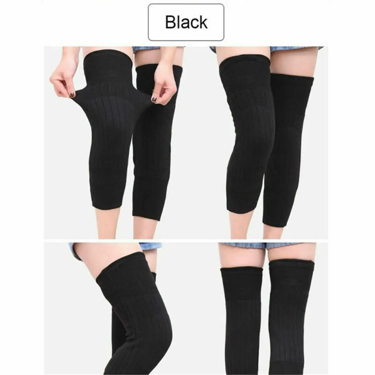 

Winter Outdoor Sports Warm Knee Thickening Plus Fleece Wool Knee Pads Wool Leggings For Wind And Cold Protection Elastic Kneecap