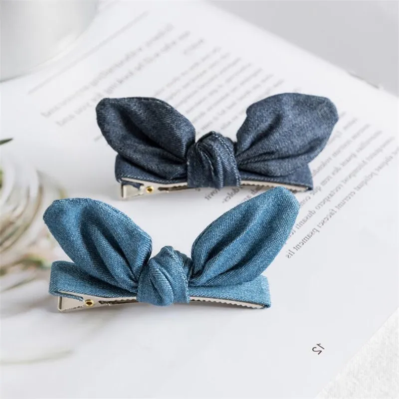 ВИНТАЖНАЯ ДЖИНСОВАЯ заколка с бантом для женщин модные заколки волос девочек