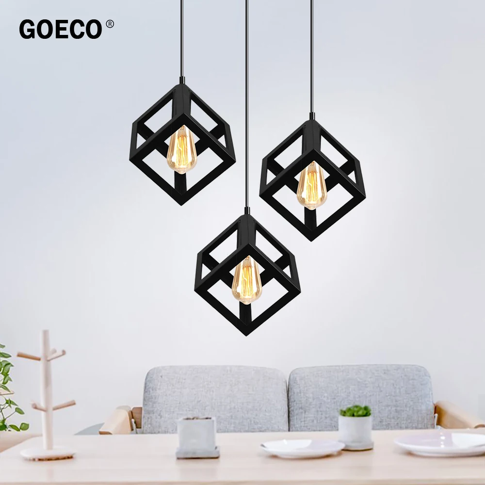 Современный квадратный подвесной светильник черно-белый железный для гостиной