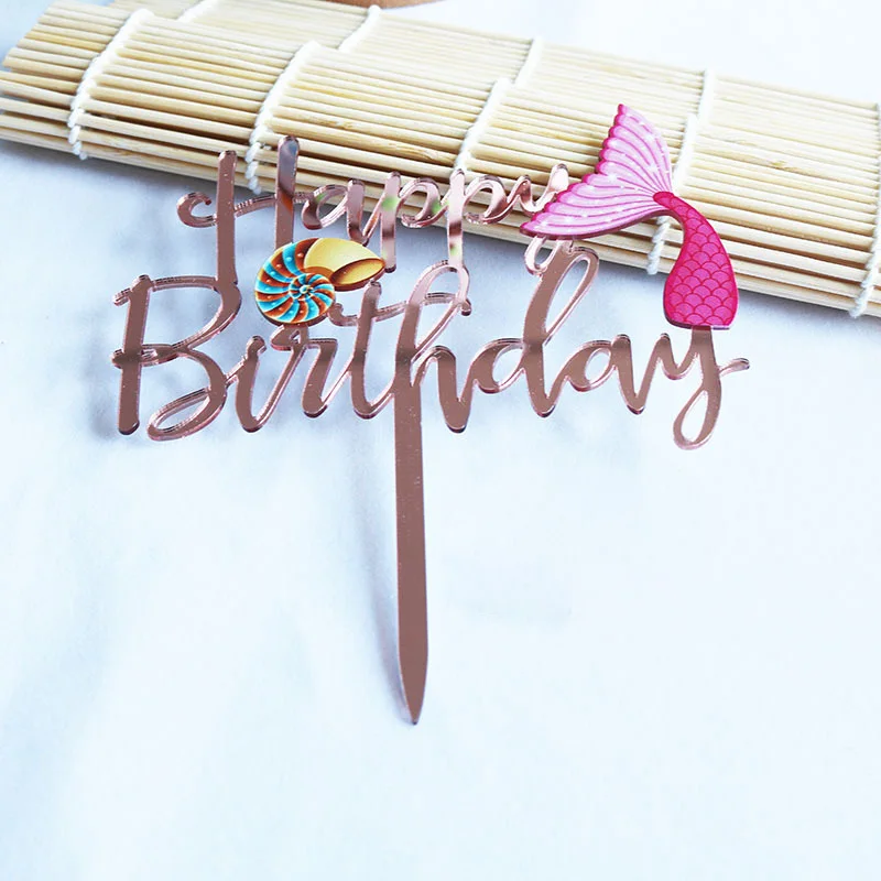 Милой русалкой Топпер для торта С Днем Рождения из розового золота на день