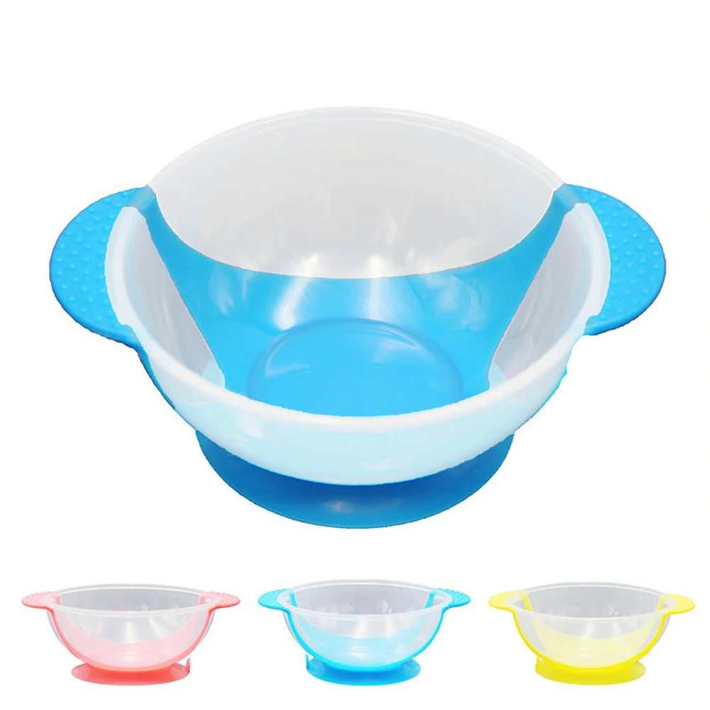

Learning Dishes Service Plate/Tray Suction Cup Baby Dinnerware Set Temperature Sensing Feeding Spoon Child Tableware Food Bowl