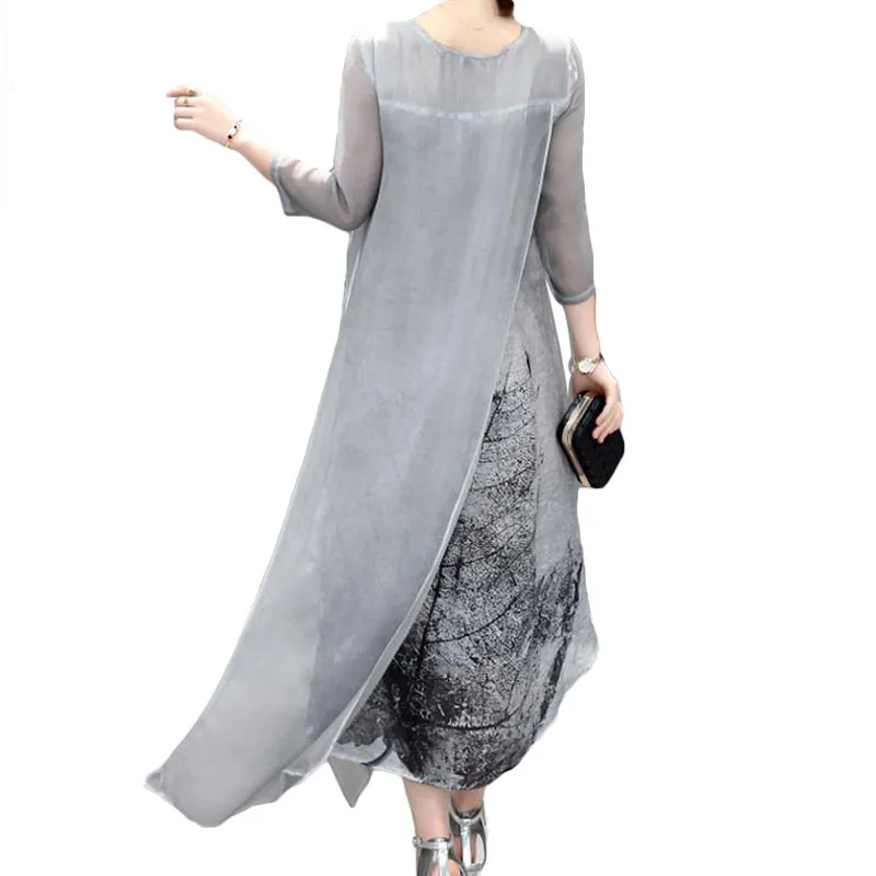 2019 Boho белые осенние летние женские длинные платья с принтом чернил Ретро