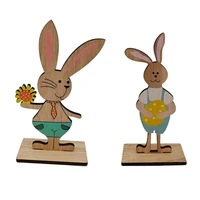 6 styles happy easter rabbit painted decoration diy craft wooden bunny party ornament gifts kindergarten creative materials