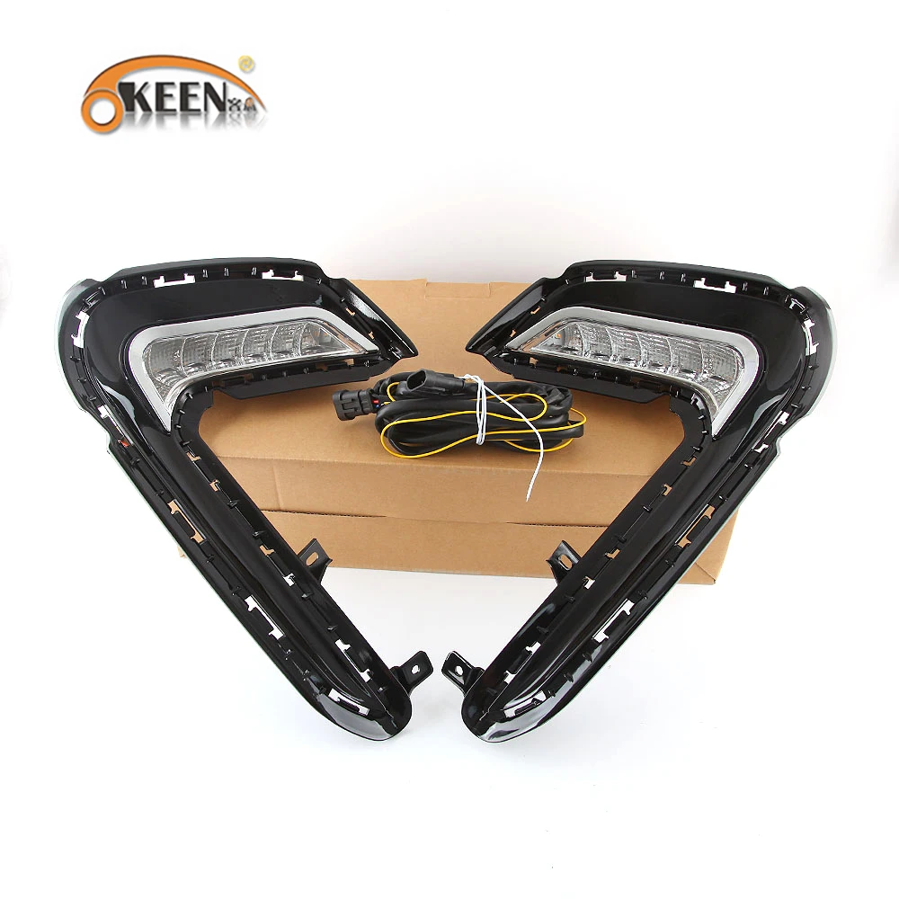 

2Pcs For Hyundai Elantra 2016 2017 2018 Led Daytime Running Light LED DRL Fog Lamp with yellow Turning Lights Relay