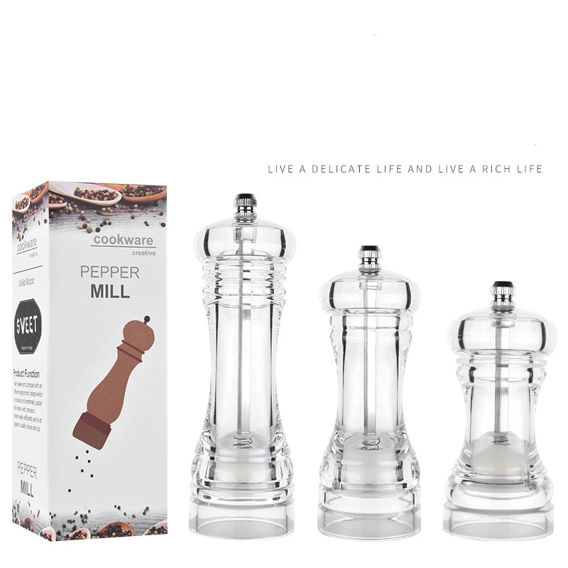

The New Acrylic Grinder Salt Pepper Mill Grinder Manual Pepper Grinder Salt Spices Mill Shaker Transparent Grinding kitchen Tool